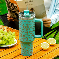 Leopard Printed 40oz Stainless Steel Water Bottle Leakproof Insulated