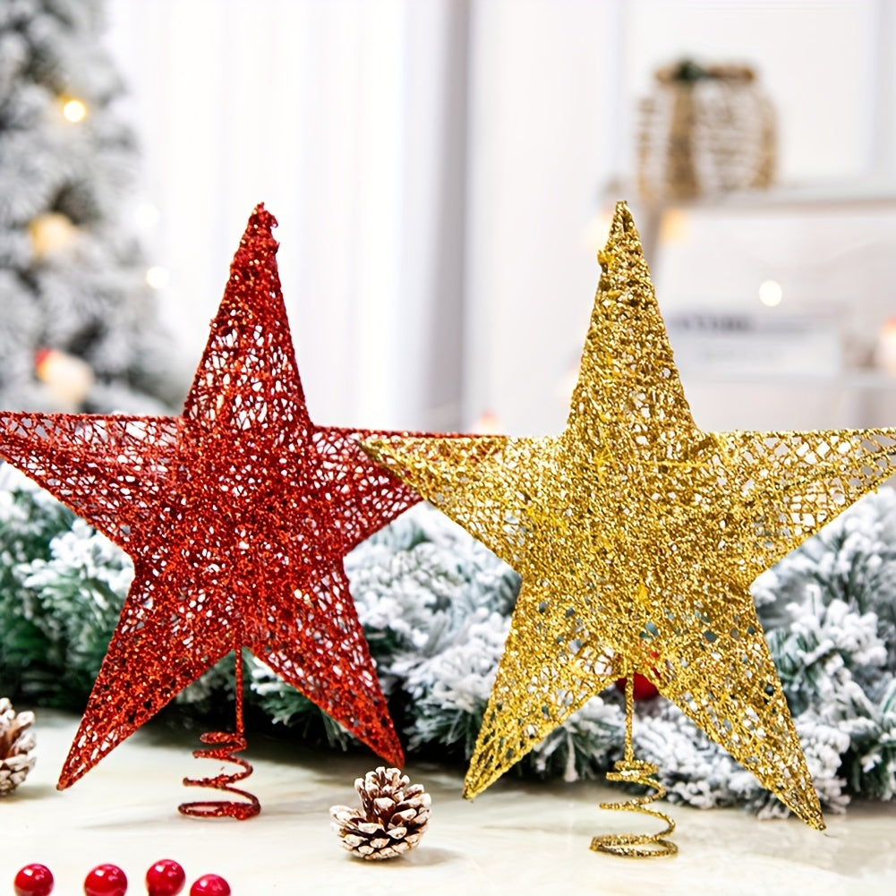 1pc Glitter Christmas Tree Star Topper Top Hat Decorations