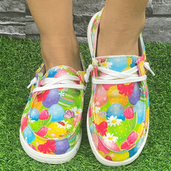 Colorful Egg & Floral Easter Skateboard Shoes Lightweight Running Shoes