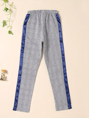 Girls Plaid Print Casual Pants Trousers Elastic Waist Ankle Length