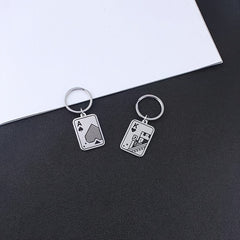 Creative Stainless Steel Playing Card Keychain Keyring Small Gift