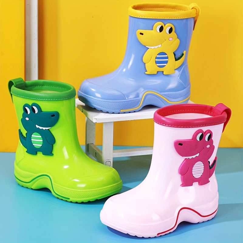 Girl's Dino Pattern Rain Boots Non Slip Waterproof Shoes