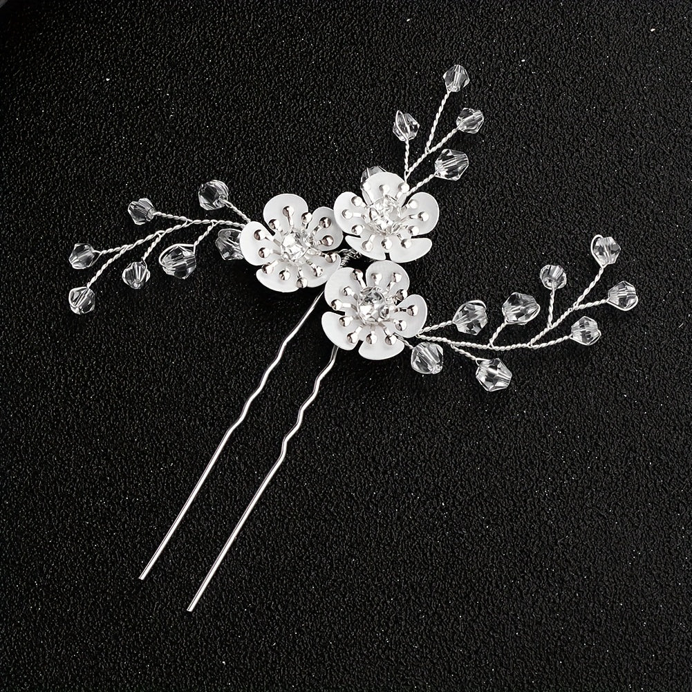 Crystal Flower Beaded Hairpin Bridal Wedding Party Favor Decorations