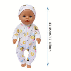 Bee & Floral Pattern Doll Clothing Set for 17-18 Inch Dolls