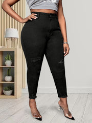 Ripped Fringe High Rise Skinny Jeans