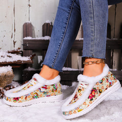 Snowman Christmas Snow Boots Warm Plush Lace-up Flat