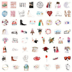 60pcs Wedding Celebration Stickers Waterproof Vinyl Stickers