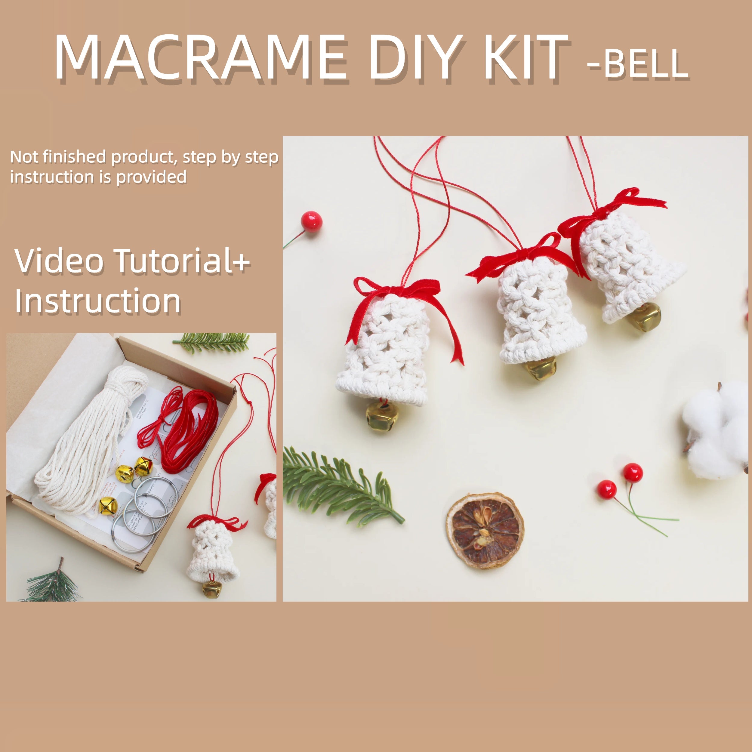 Macrame Jingle Bell DIY Kit - Perfect Christmas Gift