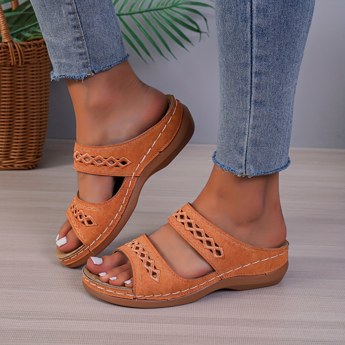 Casual Open Toe Slippers Hollow Out Thick Sole Sports Half Slippers