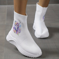 Women's Flatform Slip-On High Top Soft Sole Knit Non-Slip Shoes