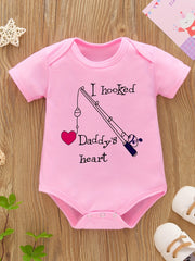 Baby Girls & Boys I Hooked Daddy's Heart Short Sleeve Onesie