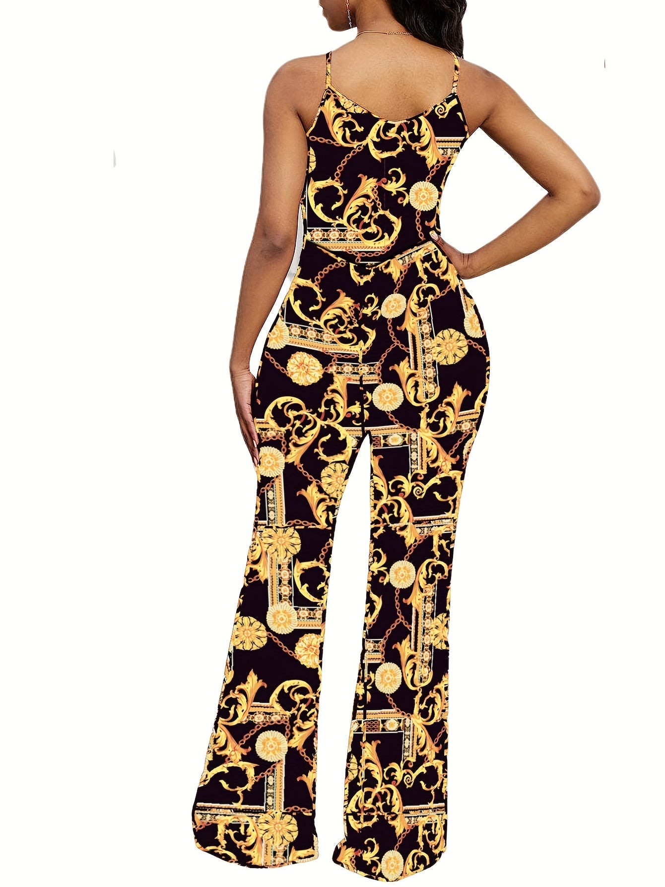 Graphic Print Spaghetti Strap Jumpsuit Casual Sleeveless Jumpsuit