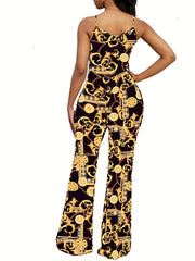Graphic Print Spaghetti Strap Jumpsuit Casual Sleeveless Jumpsuit