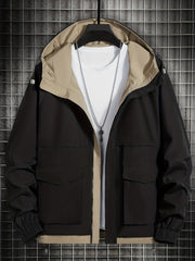Men Hooded Jacket with Flap Pocket