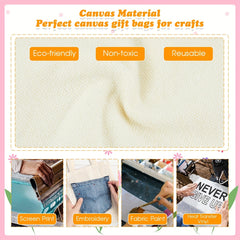 12 Pack Large Canvas Tote Bags for DIY Projects, Shopping, Gifts