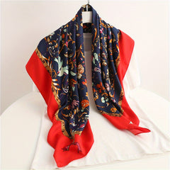 Vintage Flower Print Bandana Square Scarf Silk Shawl Classic Head Wraps Turban