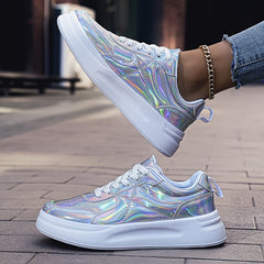 Colorful Faux Leather Skate Shoes Flat Outdoor Sneakers