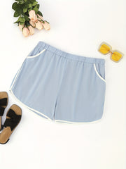 Colorblock Elastic Pajama Shorts