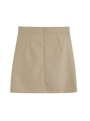 Business Casual Ruched Skirt High Waist Above Knee Skirt for Work & Office
