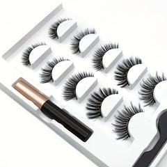 Magnetic Eyeliner & False Eyelashes Set 5 Pairs - Waterproof & Long Lasting