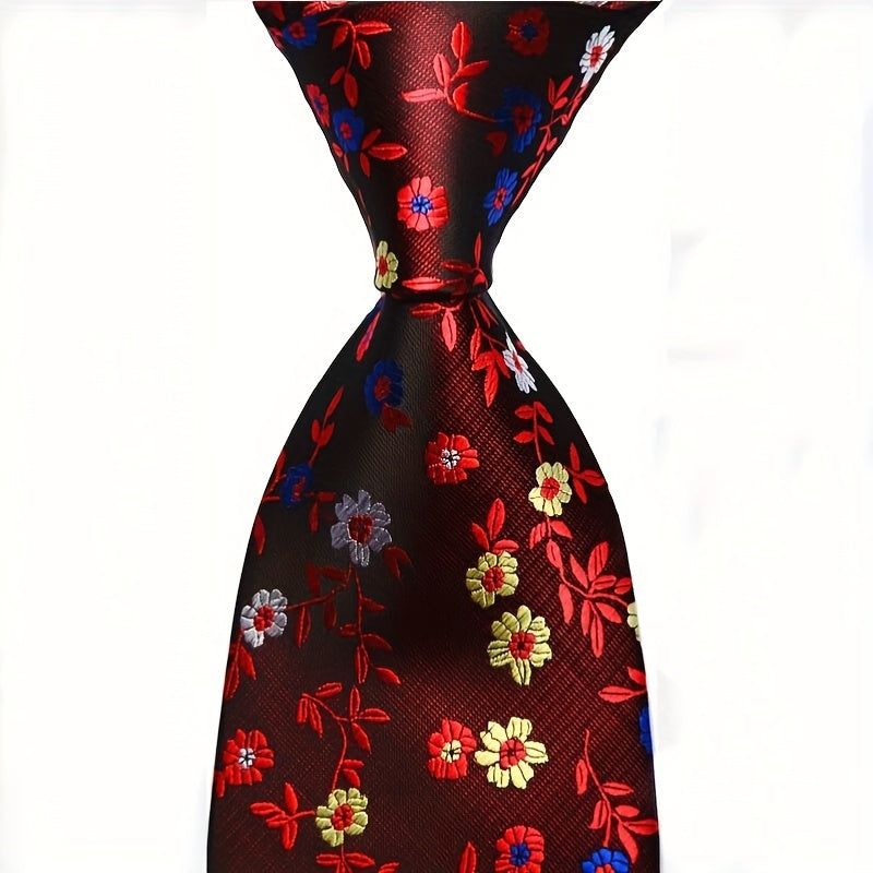 Men's Red Floral Tie 3 6Inch Party Wedding Necktie
