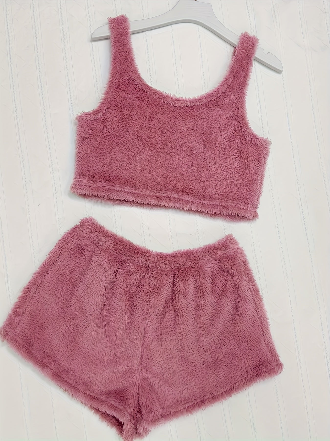 Cozy Fleece Loungewear Set: Long Sleeve Top, Tank Top & Shorts