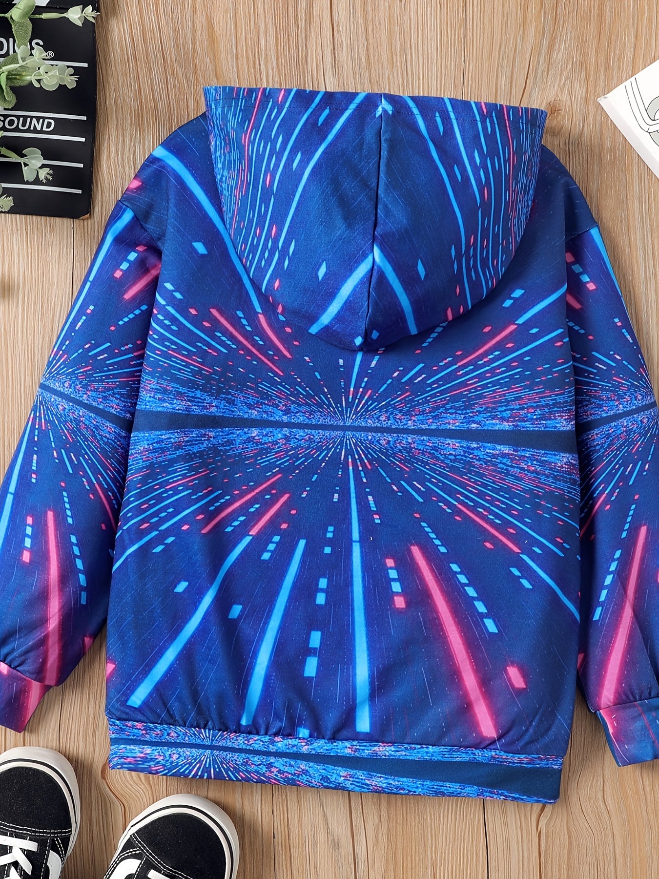 Boys Allover Print Casual Hooded Sweatshirt