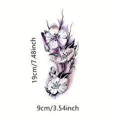 Dark Plain Flower And Plum Waterproof Tattoo Stickers