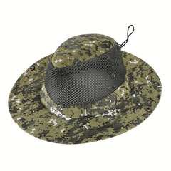 Camouflage Mesh Bucket Hat Wide Brim UV Protection Sun Hat