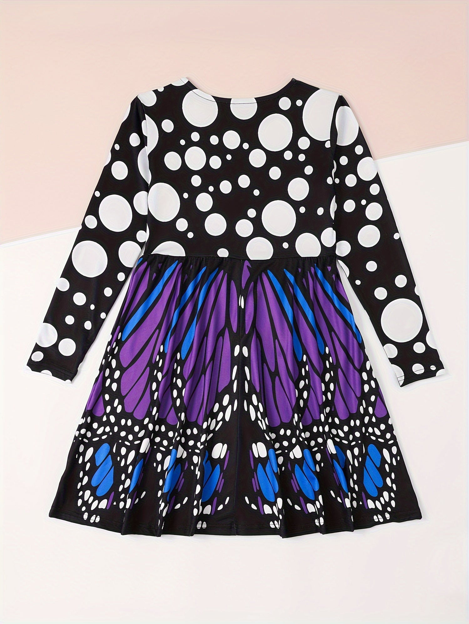 Girls Butterfly Style Long Sleeve Dress Spring Fall Sports Gift