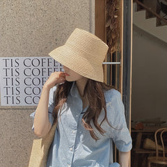 Brown Sun Hat Straw Bucket Cap Beach Hat Women