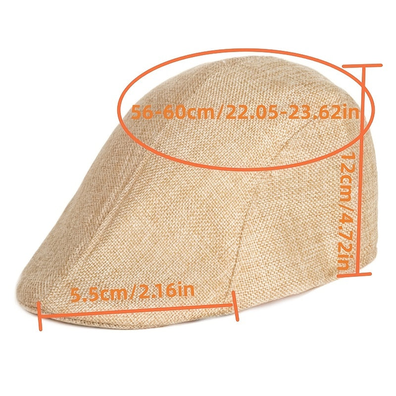 Unisex Linen Beret Hat Comfortable Breathable Peaked Cap