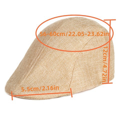 Unisex Linen Beret Hat Comfortable Breathable Peaked Cap