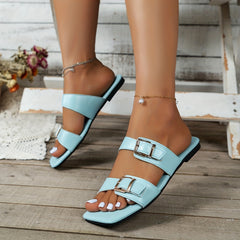 Women's Buckle Strap Slide Sandals Double Strap Outdoor Shoes