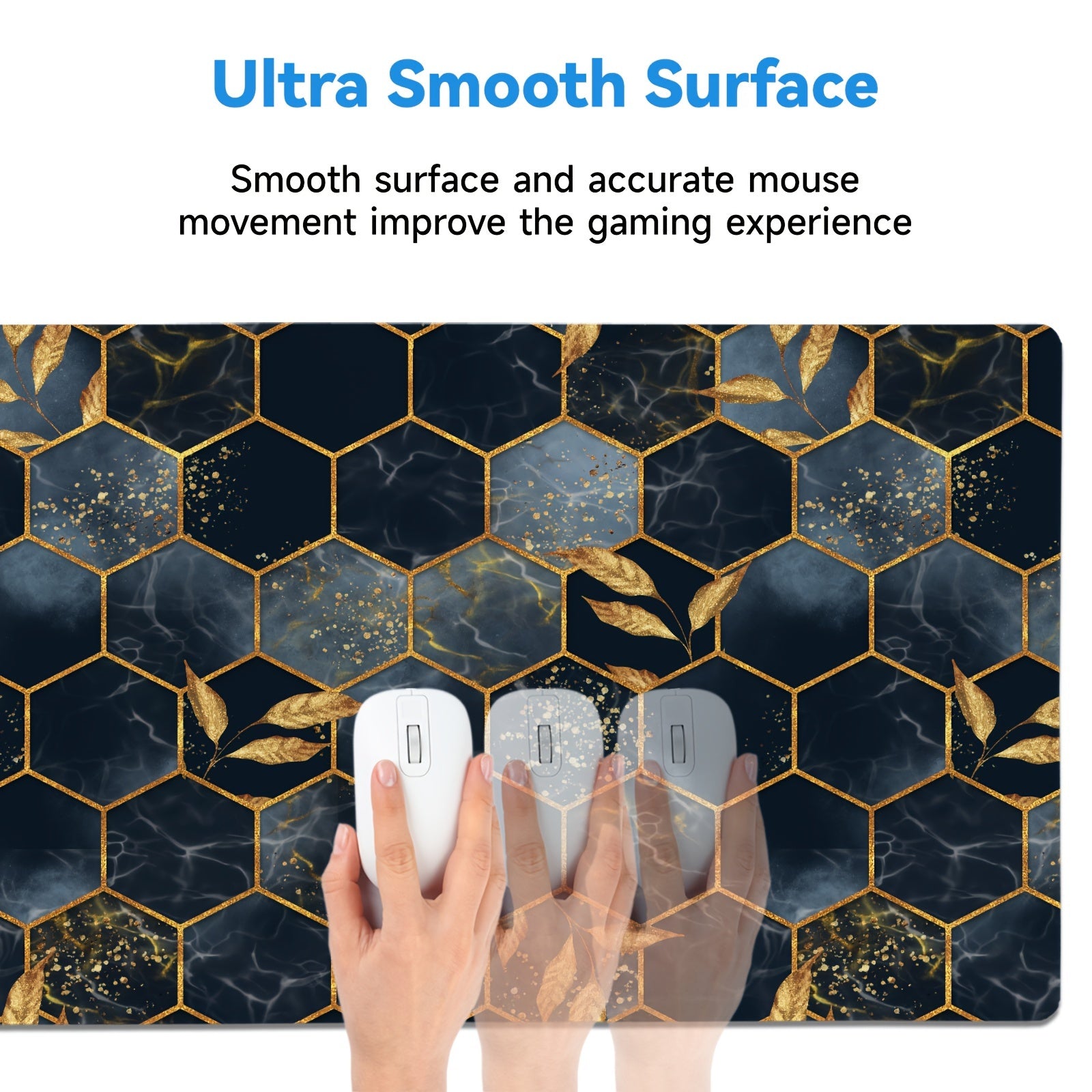 Non slip PU Leather Mouse Pad Desk Mat Three Dimensional Golden Mousepad