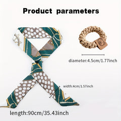 3pcs Green Ribbon Neckerchief Hair Tie Set