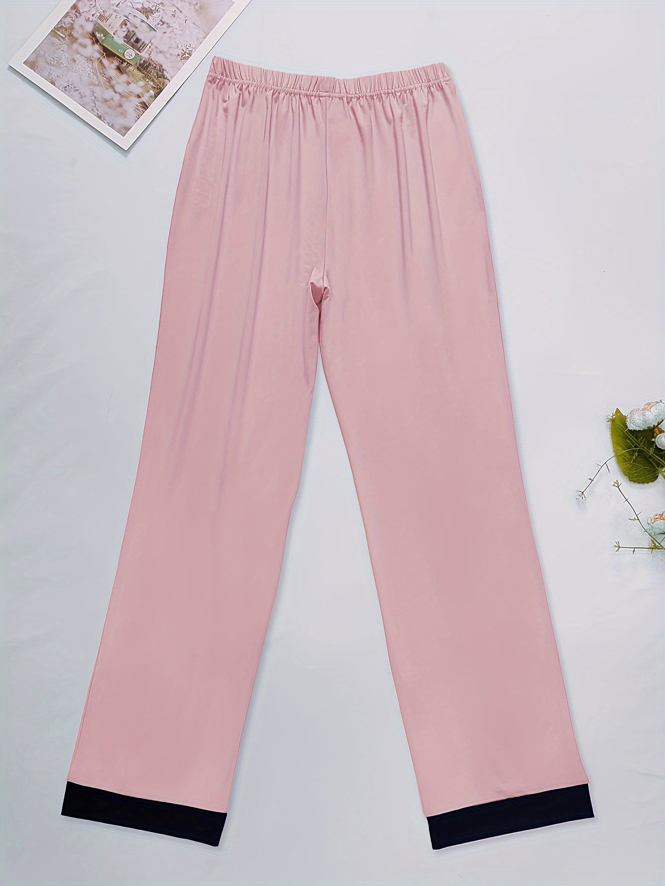 Colorblock Trim Sleep Bottoms Casual & Cozy Home Sleep Pants