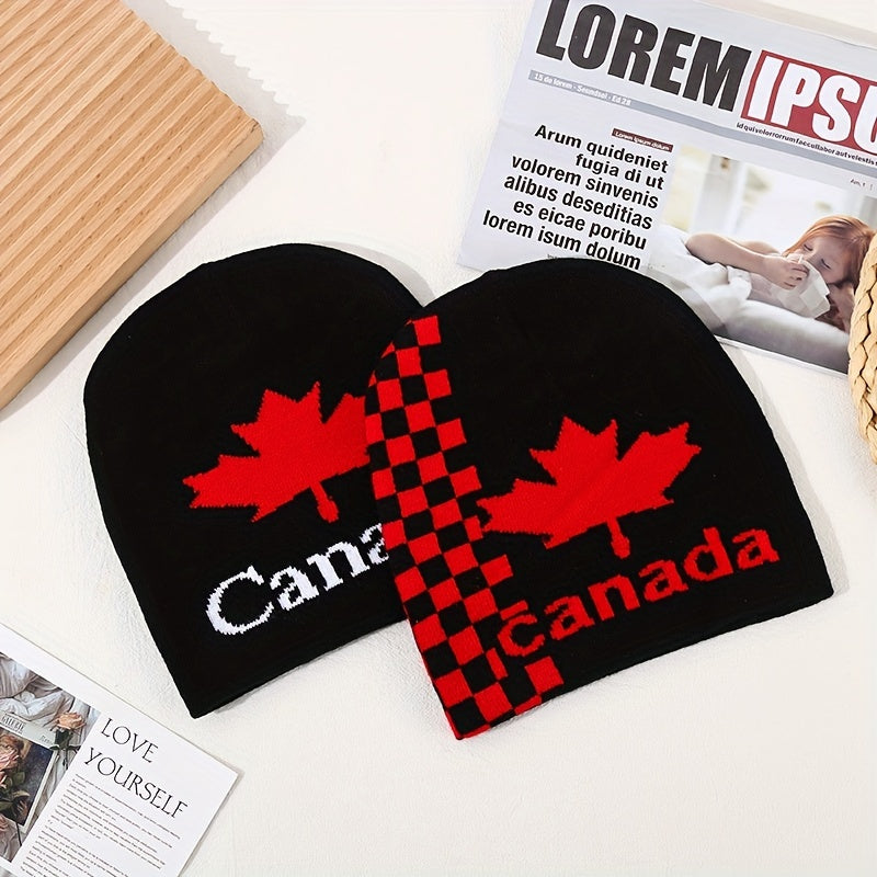 Maple Leaf Jacquard Knit Beanie