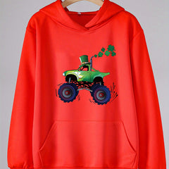 Clover Truck Graphic Hoodie For Girls Spring Fall Sports St Patrick's