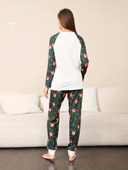 Christmas Elk Print Pajama Set Long Sleeve Top & Pants Women's Sleepwear