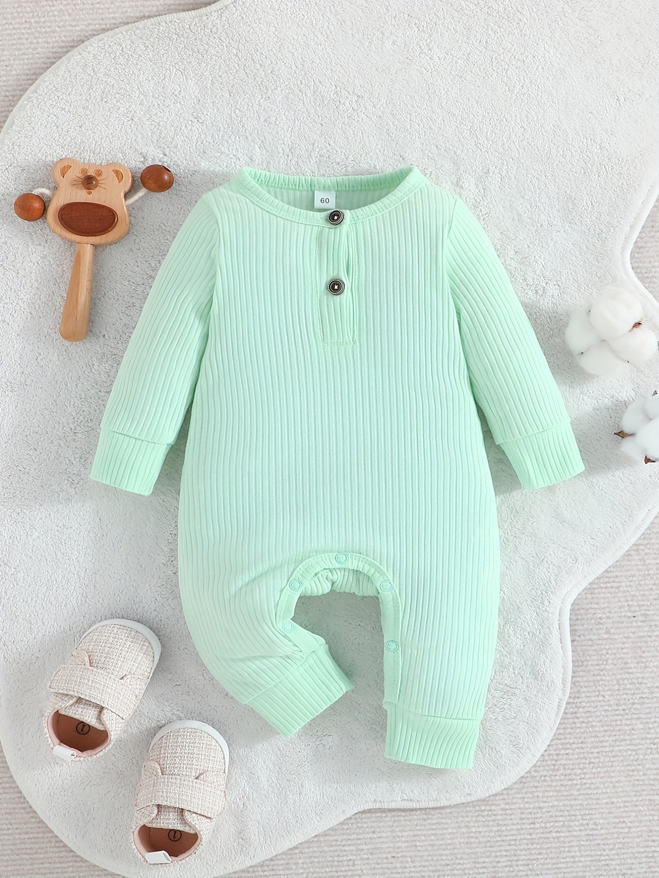 Newborn Baby Ribbed Romper Infant Cotton Long Sleeve Bodysuit