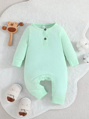 Newborn Baby Ribbed Romper Infant Cotton Long Sleeve Bodysuit
