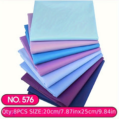 8pcs DIY Rainbow Cotton Fabric Solid Quilt Sewing Cloth Patch