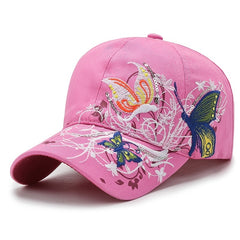 Butterfly Embroidery Baseball Cap Vintage Y2K Adjustable Sports Hat Sun Hat