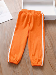 Girls Block Sweatpants Elastic Waist Thin Casual Sport Jogger Pants