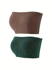 2 Pack Plus Size Sexy Tube Bra Set Comfort Wireless Stretchy Wrap Chest T shirt