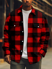 Men's Plaid Long Sleeve Shirt Fall Spring Comfortable