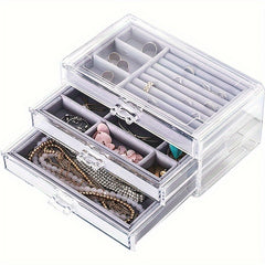 Plush Jewelry Tray Cabinet Drawer Style Jewelry Storage Box