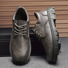 Men's Faux Leather Flat Shoes Non Slip Casual Walking Shoes