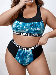 Sports Lingerie Set Colorblock Tie Dye Bra & Panty Set